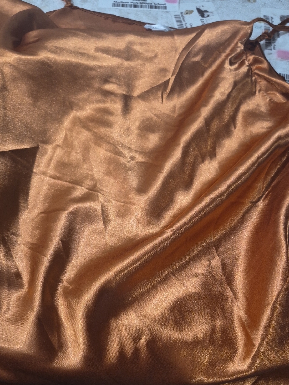 Satin Cowl Neck Camisole Top - Copper